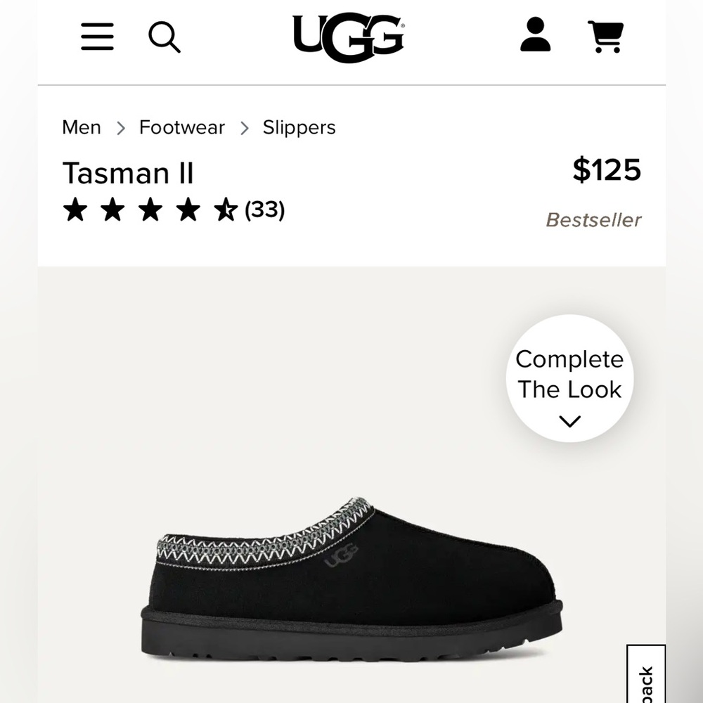 UGG Tasman II Black Suede Slip-On Loafers 8